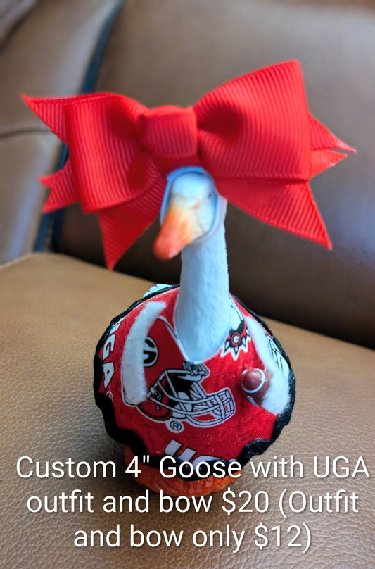 Custom Order - Georgia UGA Theme - 4" Goose Figurine With Handcrafted Outfit For Home Or Office Décor