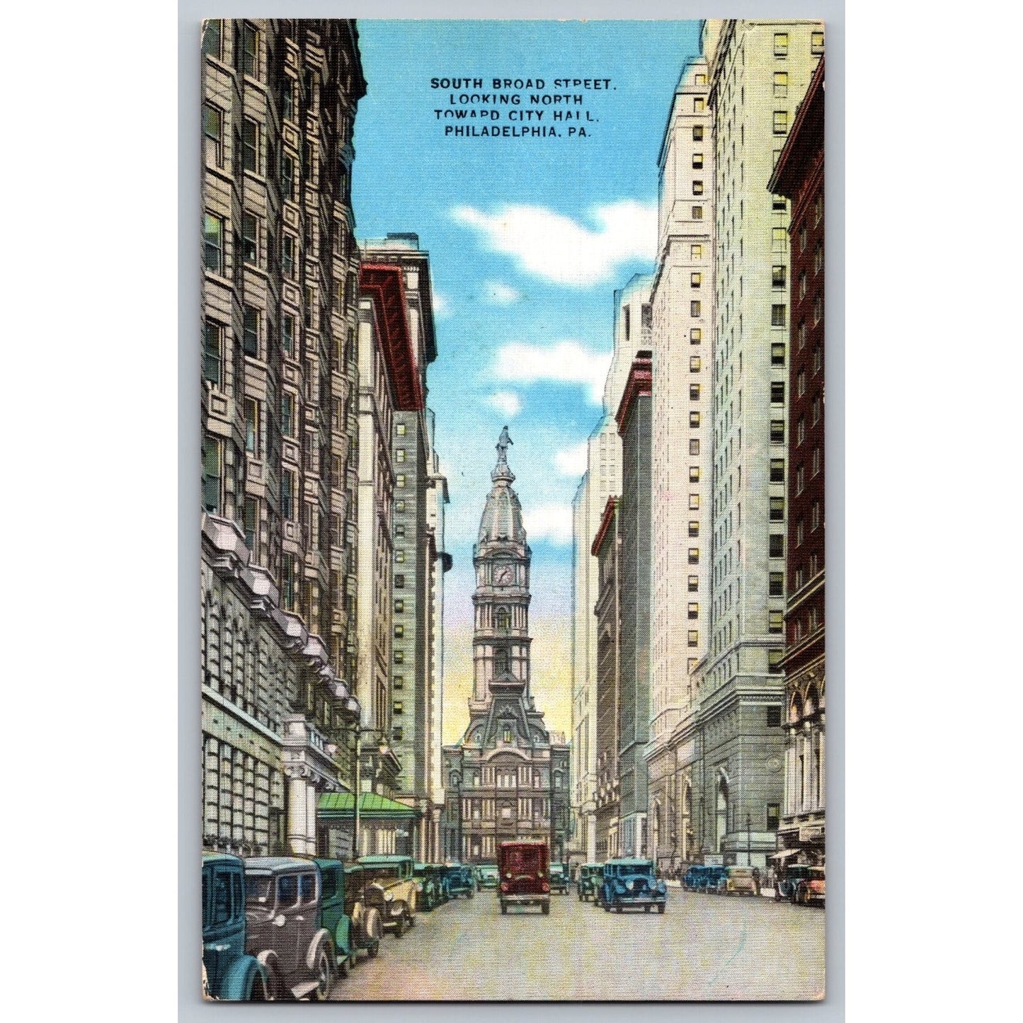 Philadelphia PA South Broad Street City Hall Divided Back Postcard Unused