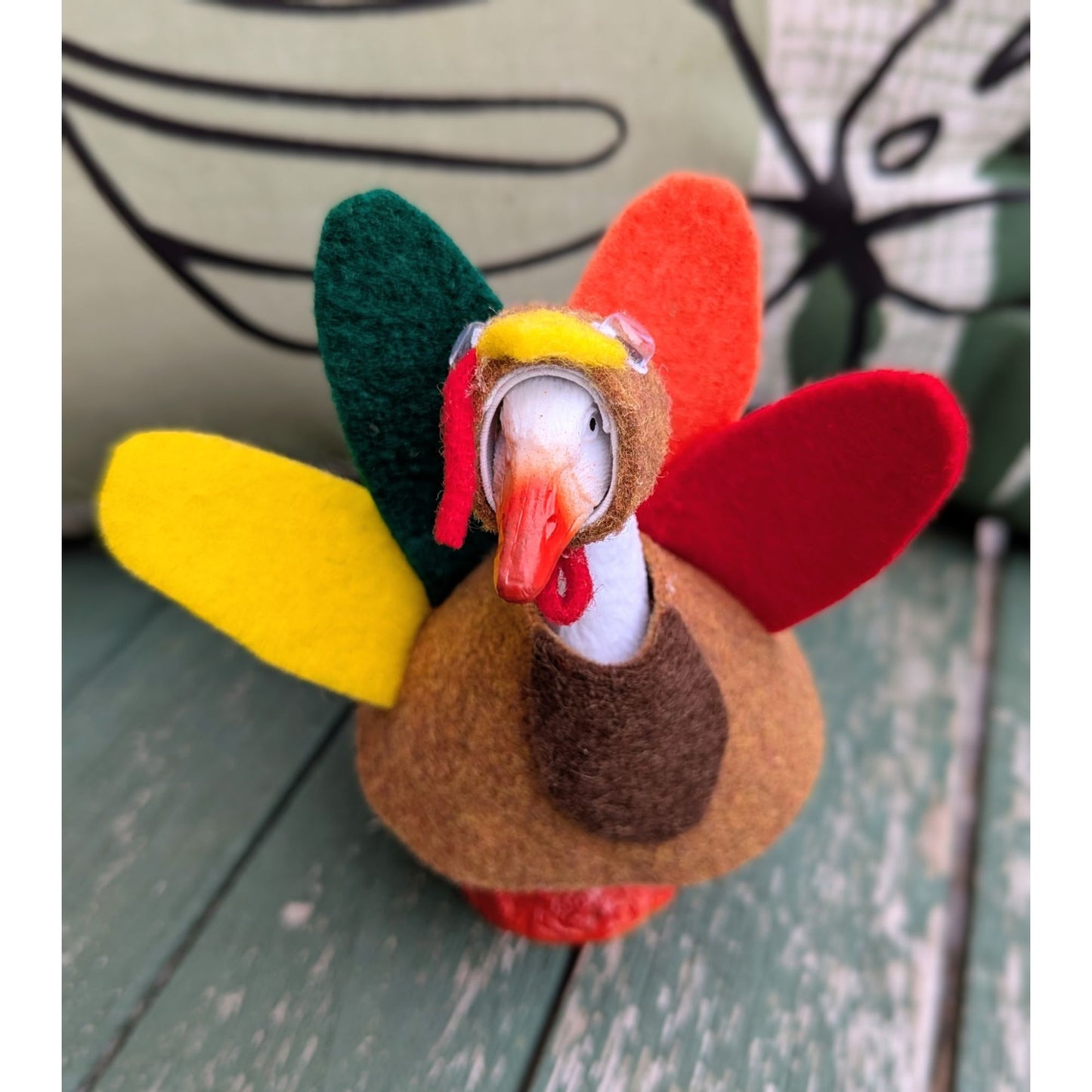Turkey Fall Theme - 4" Goose Figurine With Handcrafted Outfit For Home Or Office Décor