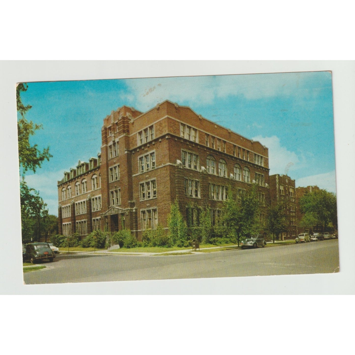 Chicago IL Illinois American School Drexel Ave Chromes Postcard Used Old Cars
