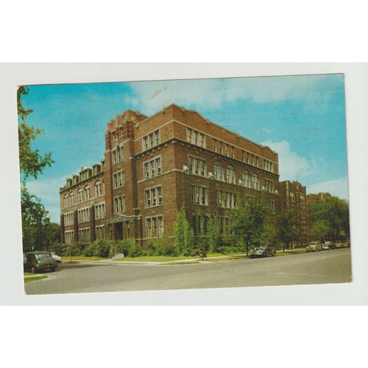 Chicago IL Illinois American School Drexel Ave Chromes Postcard Used Old Cars