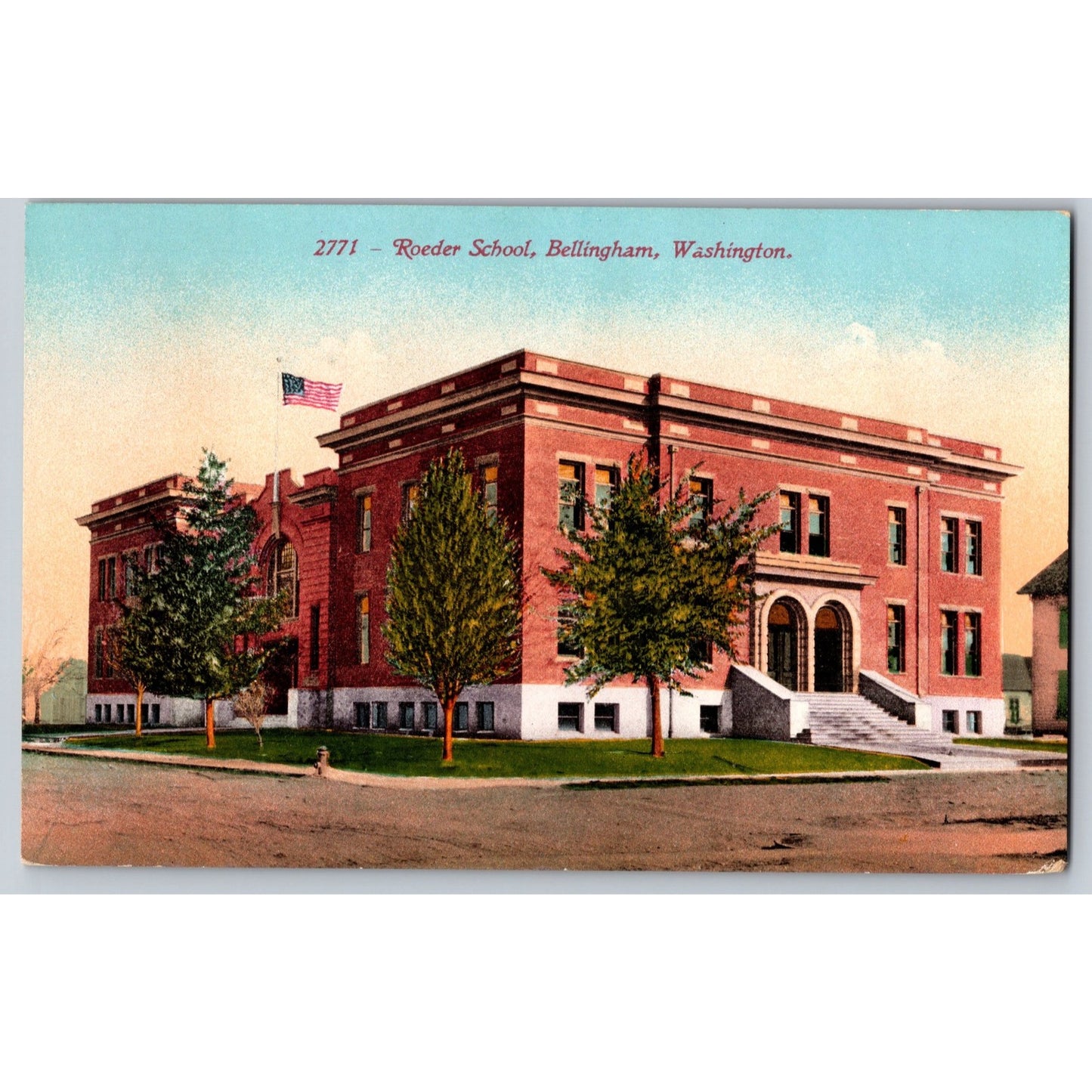 Bellingham WA Washington WA Roeder School Divided Back Postcard Unused Edward H Mitchell