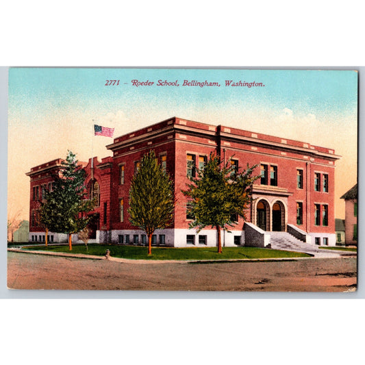 Bellingham WA Washington WA Roeder School Divided Back Postcard Unused Edward H Mitchell