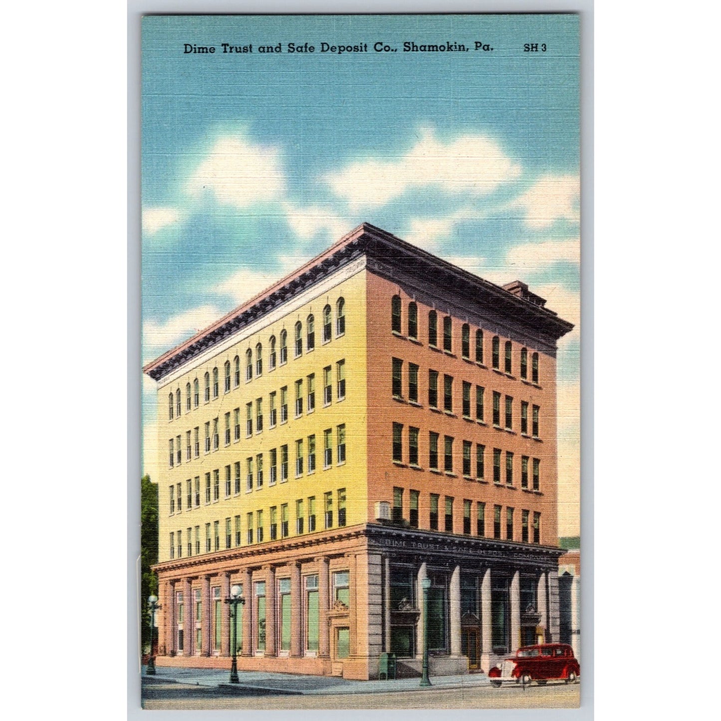 Shamokin PA Pennsylvania Dime Trust & Safe Deposit Co 1930s-40s Linen Postcard