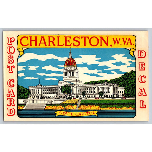 Charleston WV West Virginia State Capitol Postcard Decal AW Smith News