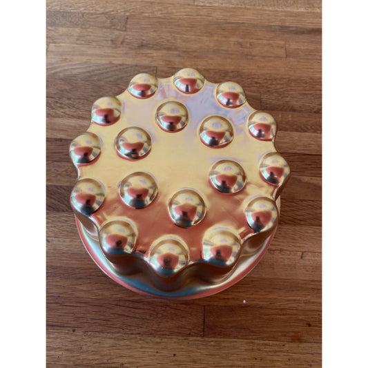 Vintage Copper Tone Decorative Jello Food Mold Scalloped