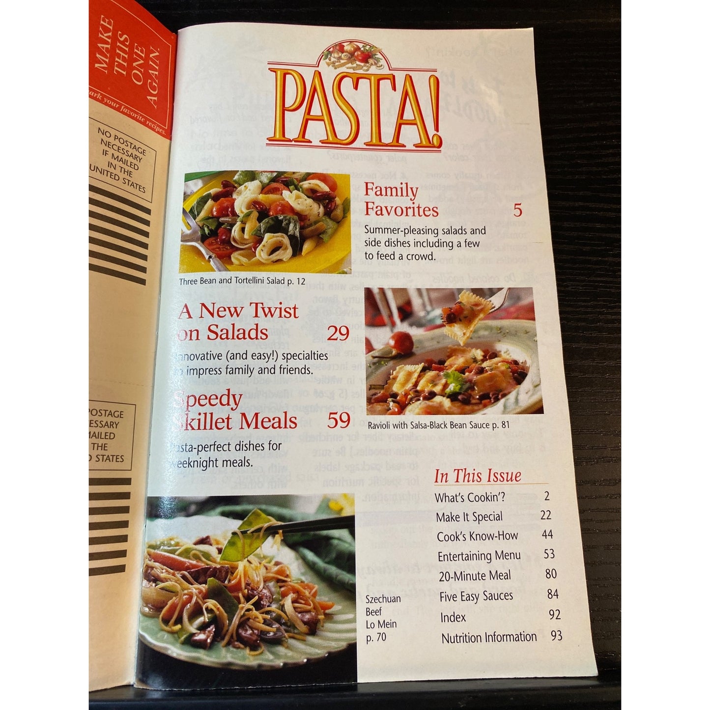 Pillsbury Classic Cookbook Booklet Pasta June 1998 Issue #208