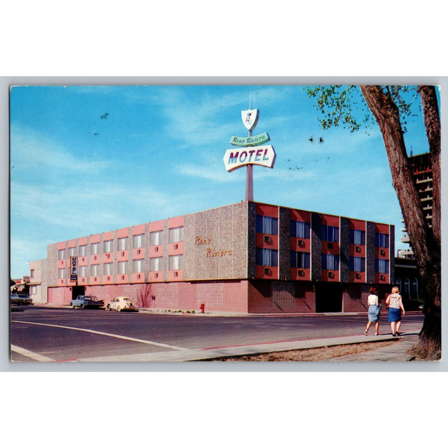 Reno NV Nevada Reno Riviera Motel Chrome Postcard 1962 Used with Stamp