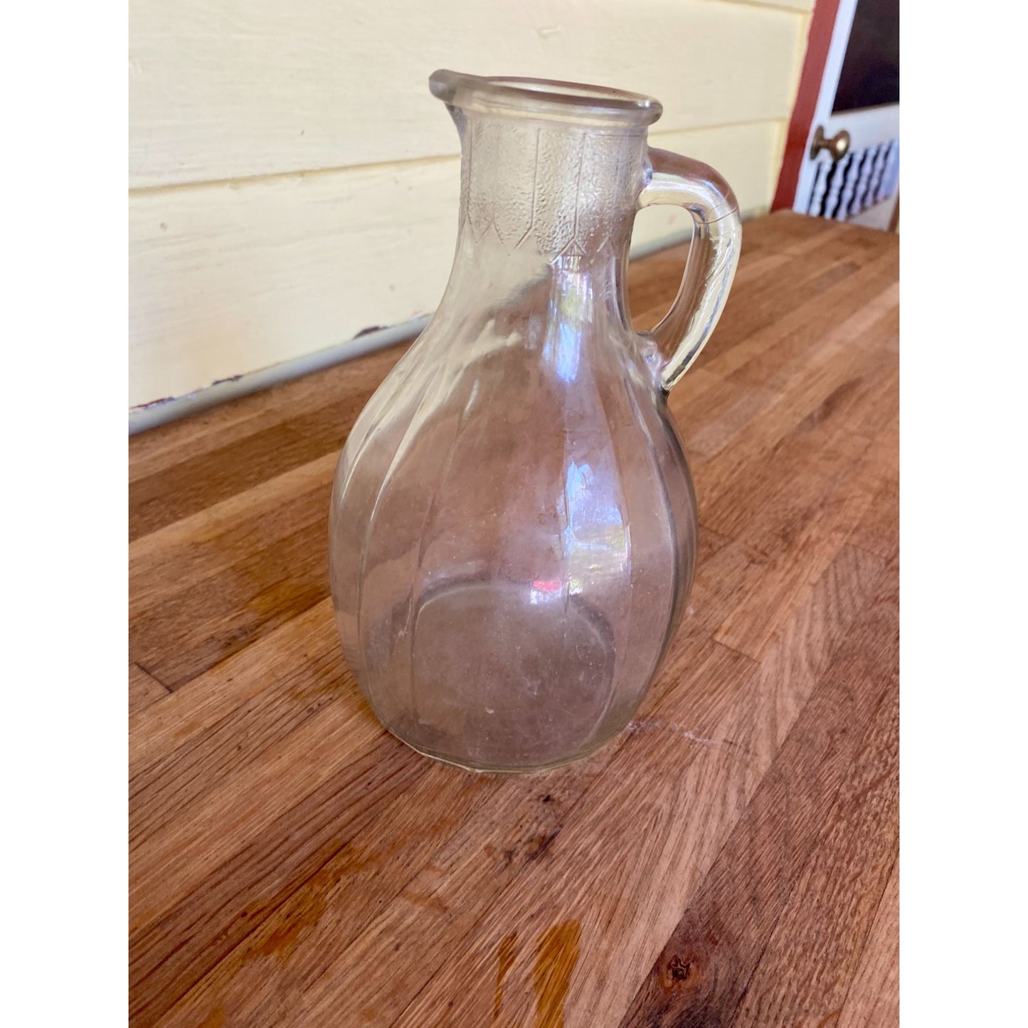 White House Vinegar Pitcher With Handle And Etched Details For Serving Or Decorative Use