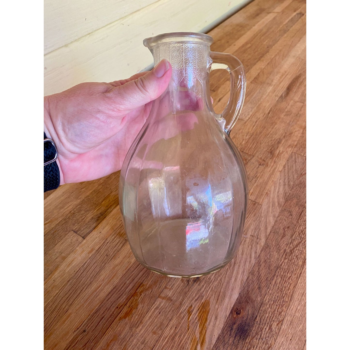 White House Vinegar Pitcher With Handle And Etched Details For Serving Or Decorative Use