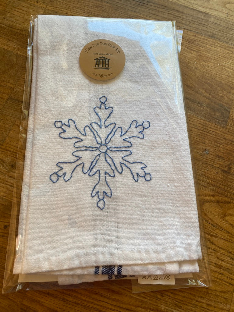 Hand Embroidered Flour Sack Dish Cloth