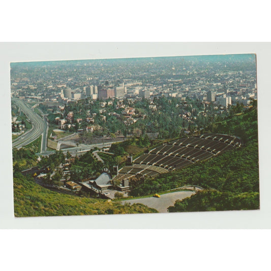 Hollywood CA California Bowl and Freeway Aerial View 1961 Chrome Postcard Used