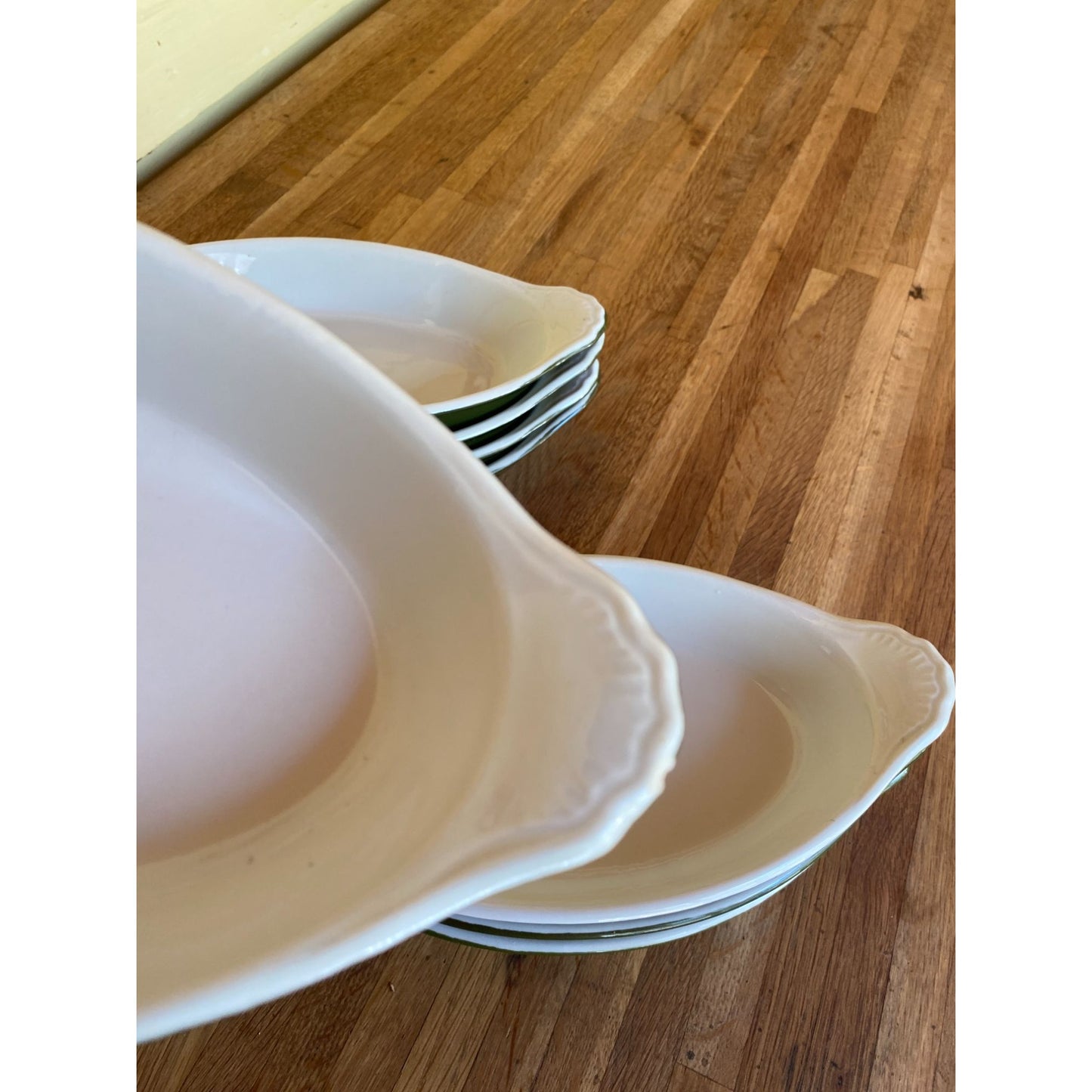 Hall 529 Green & White Oval Baking Dishes With Handles USA Made Set of 4