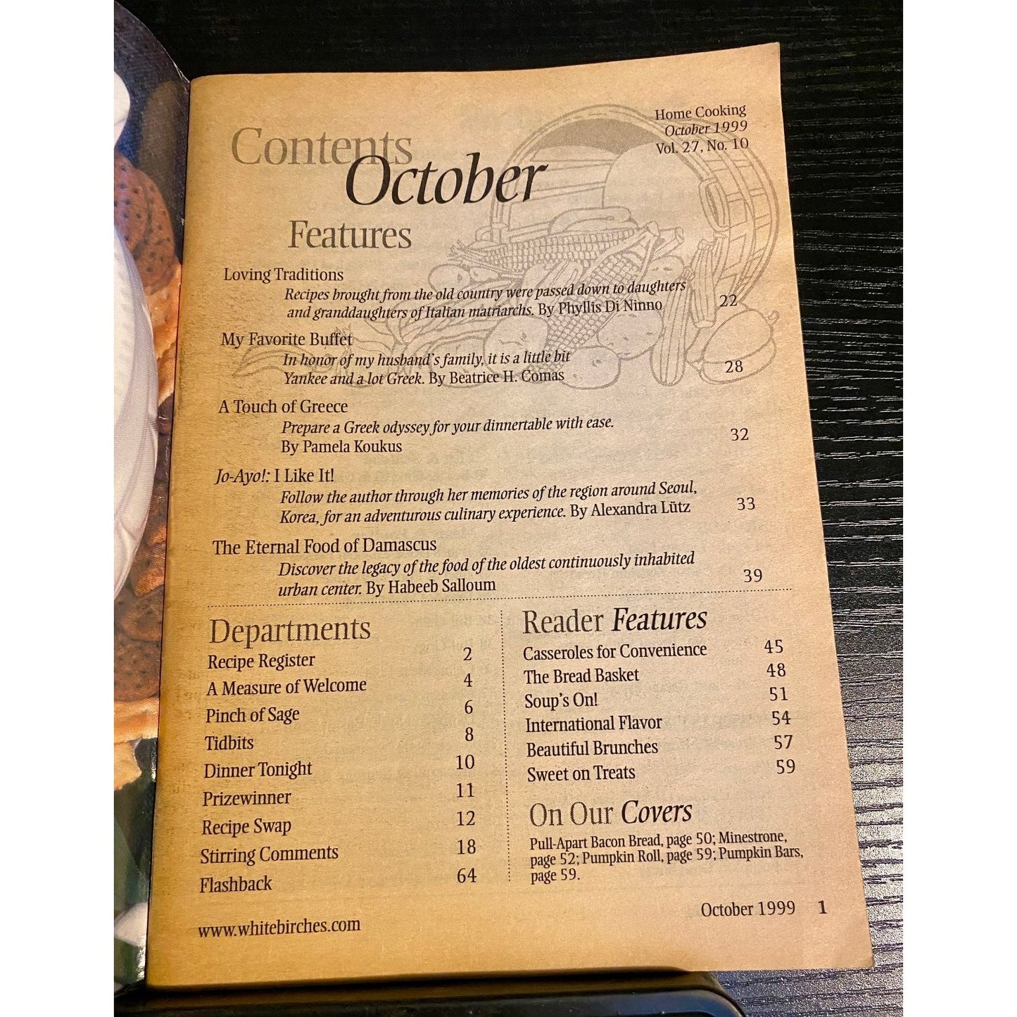 Home Cooking October 1999 Cookbook Booklet Recipes International Flavor Pumpkin