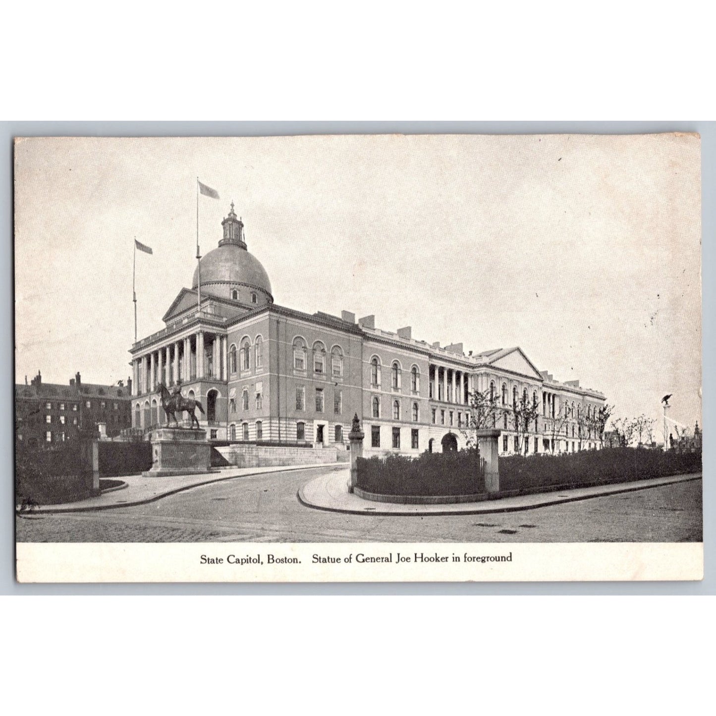 Boston MA Massachusetts State Capitol General Joe Hooker Statue Postcard