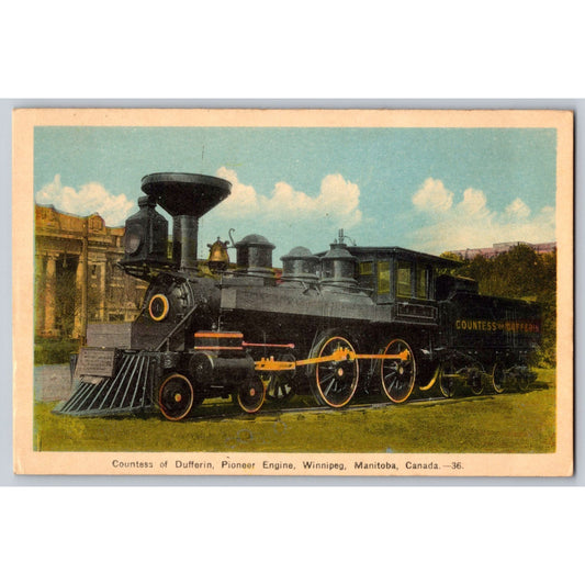 Winnipeg Manitoba Canada Countess Of Dufferin Pioneer Engine Train Railroad White Border Postcard