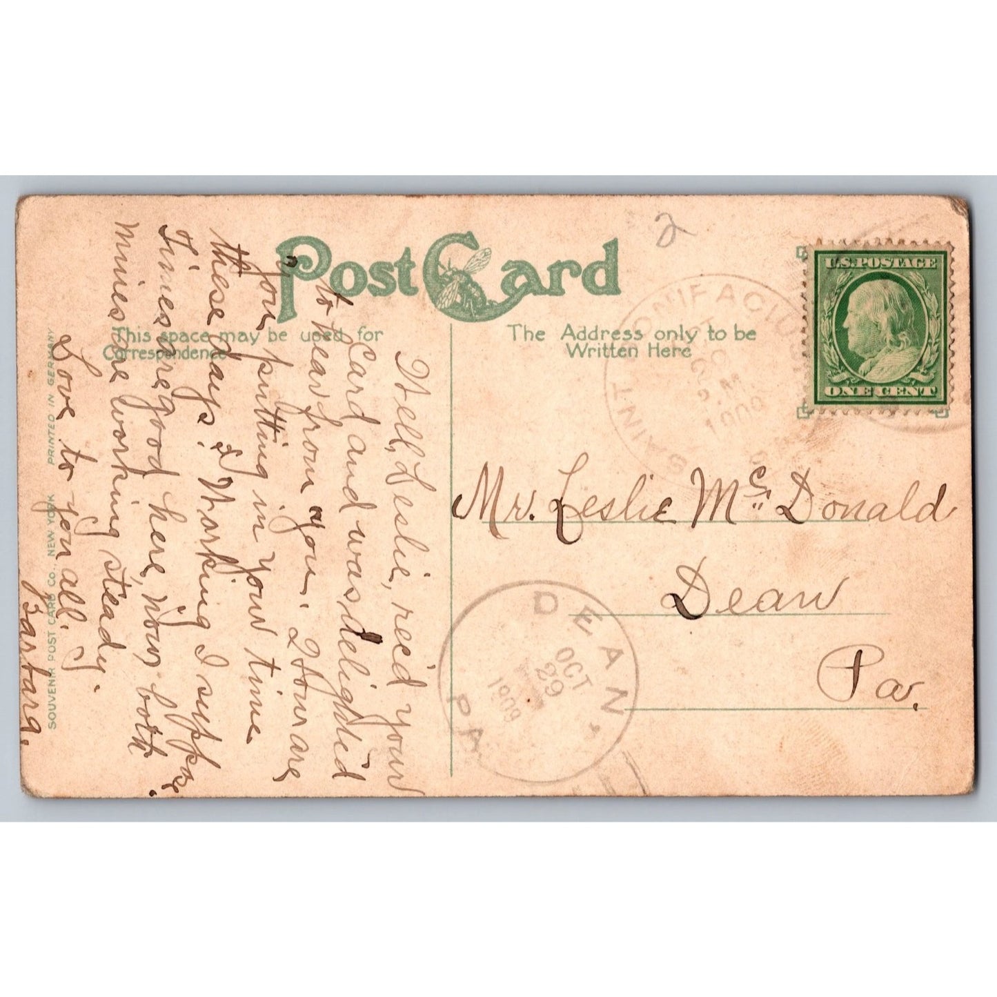 Rochester NY New York Upper Falls Genesee River 1909 Divided Back Postcard Used