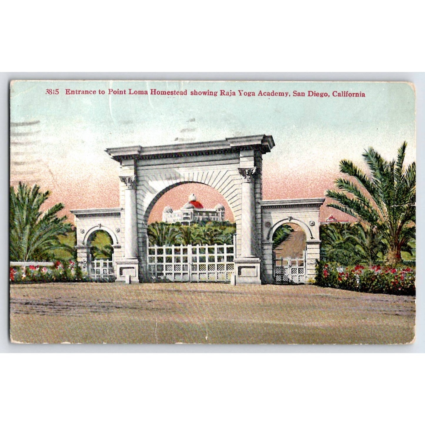 San Diego CA California Point Loma Homestead Raja Yoga Academy 1922 Postcard