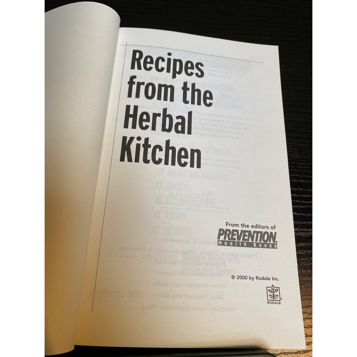 Cookbook Booklet Recipes From The Herbal Kitchen Rodale 2000 Cooking Guide