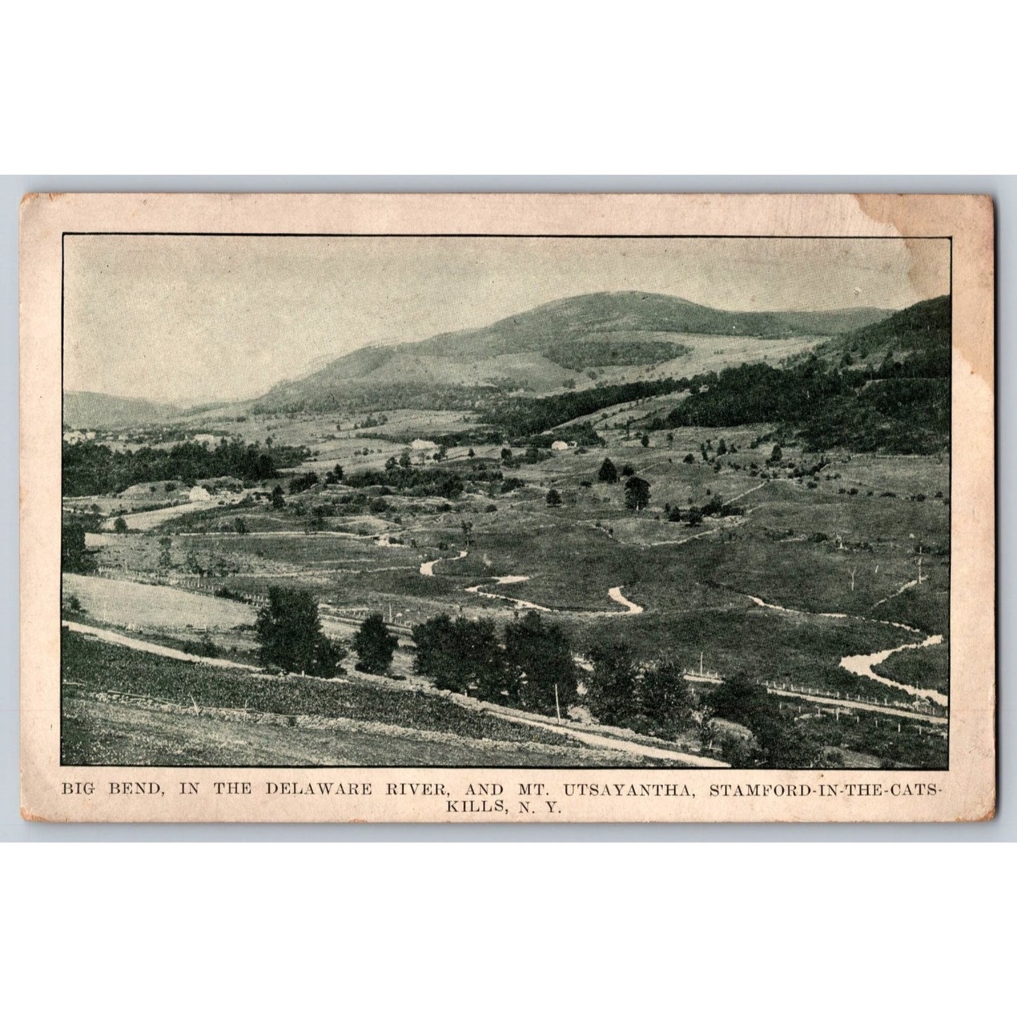 Stamford NY New York Catskills Big Bend Delaware River Mt. Utsayantha Postcard