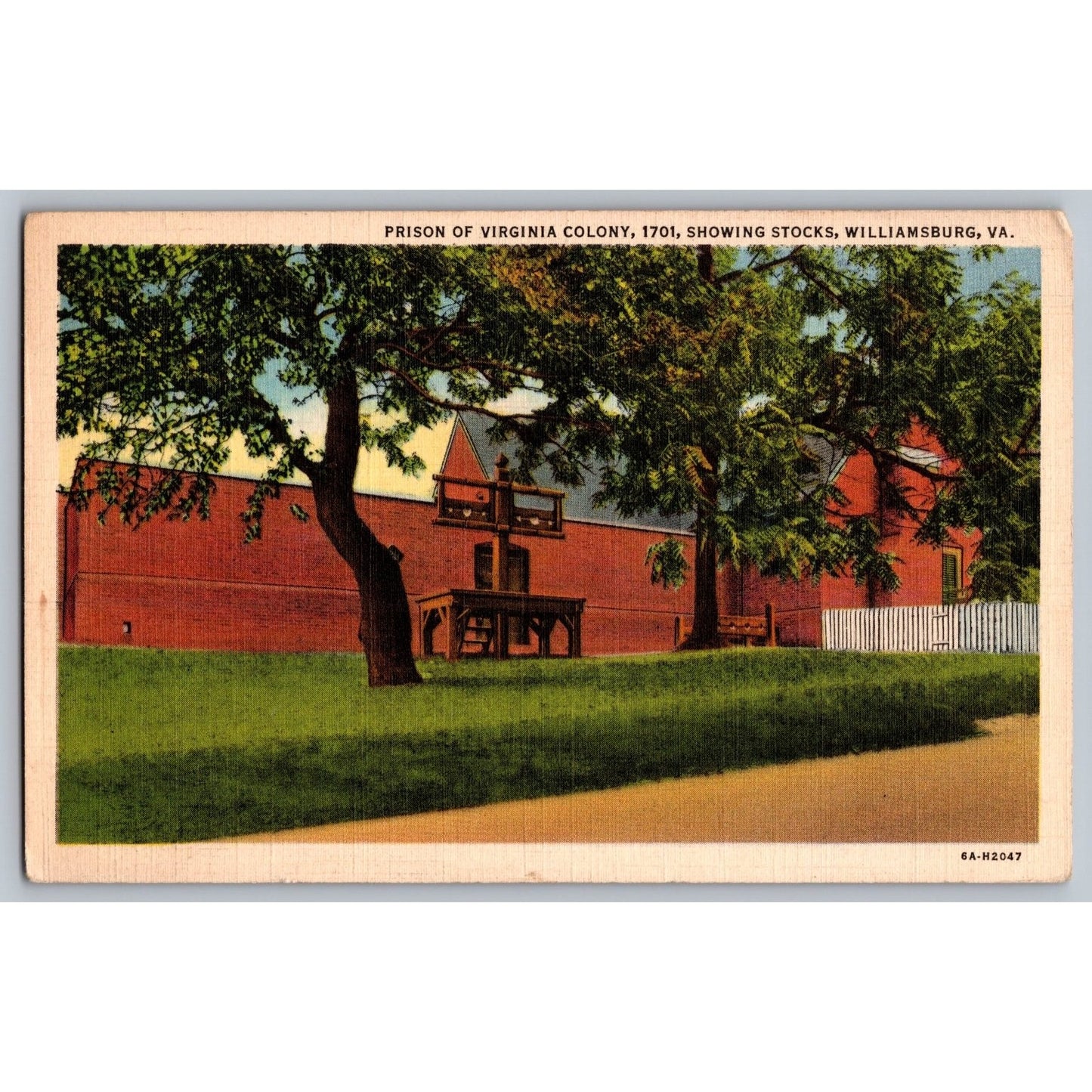 Williamsburg VA Virginia Prison of Virginia Colony White Border Postcard