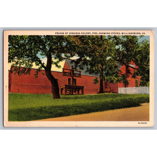Williamsburg VA Virginia Prison of Virginia Colony White Border Postcard
