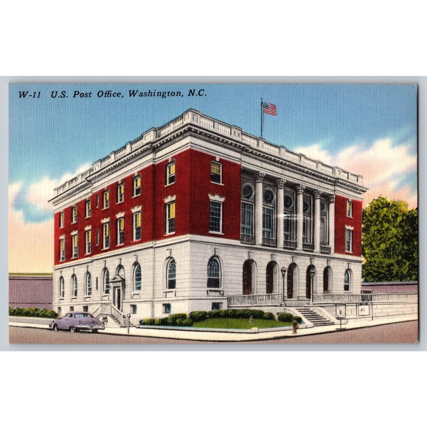 Washington NC North Carolina US Post Office Building Linen Postcard Unused