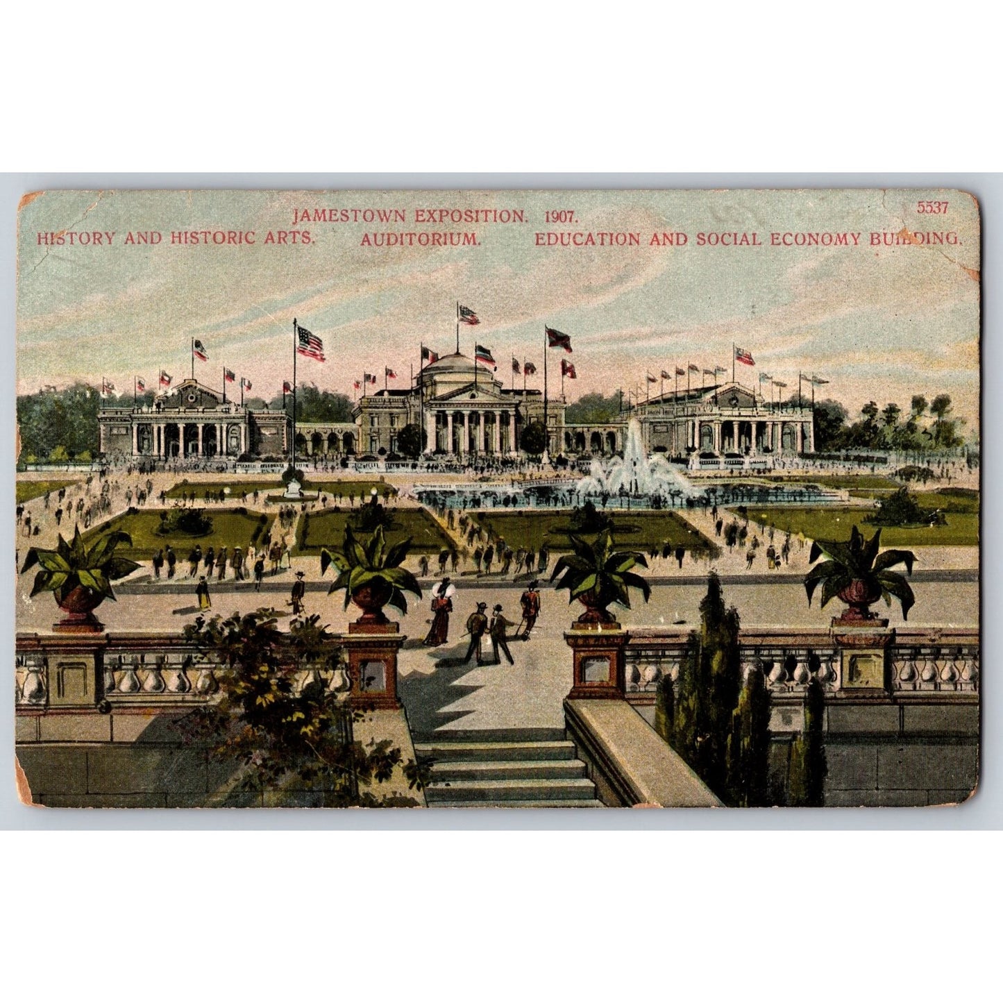 Jamestown VA Virginia Exposition History Arts Auditorium 1907 Divided Postcard