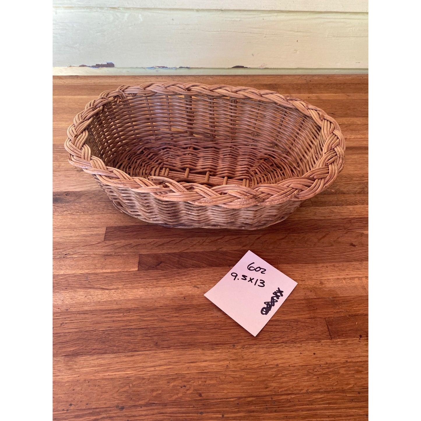 Woven Oval Wicker Basket With Braided Rim - Decorative Or Functional Use