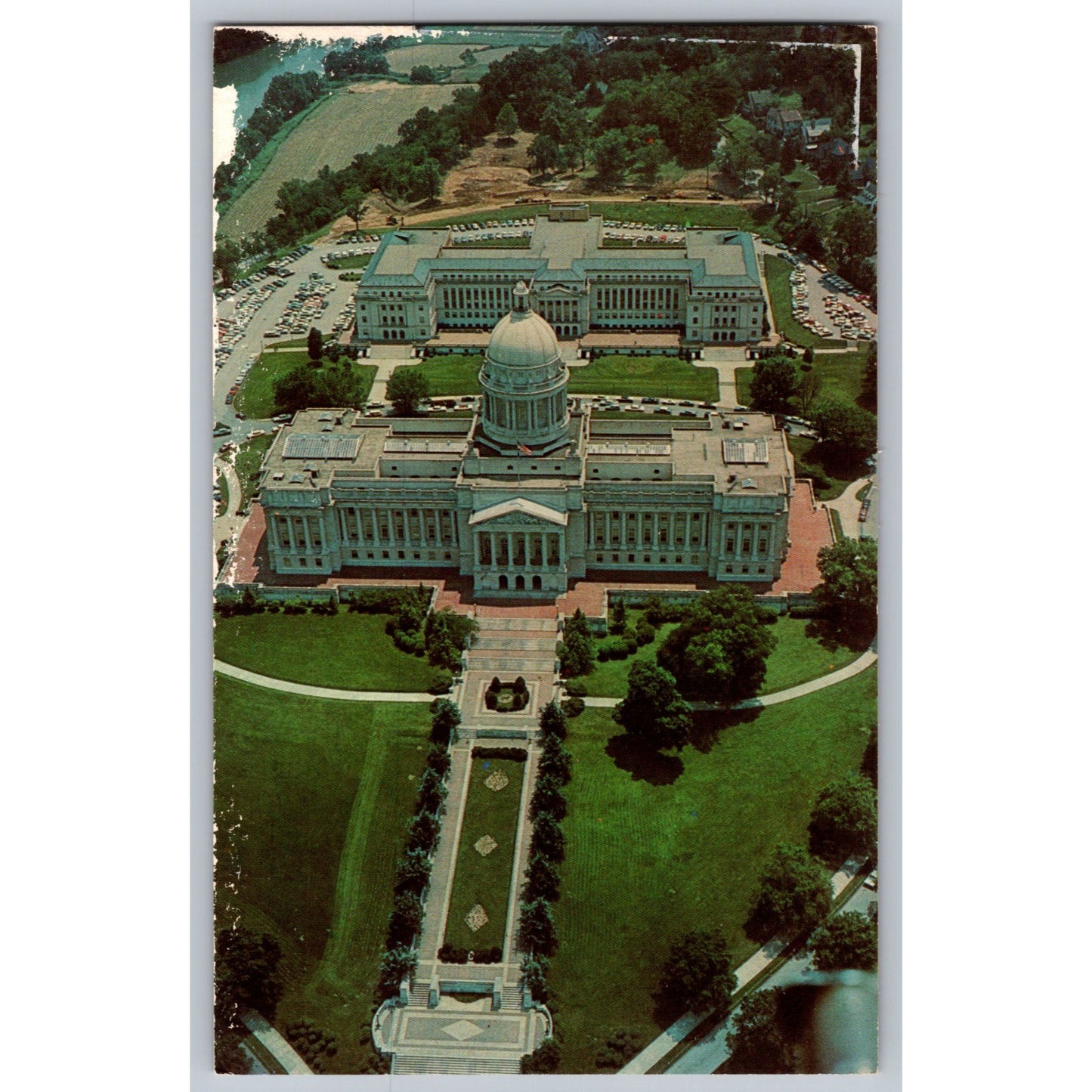 Frankfort KY Kentucky State Capitol Annex Aerial View Chrome Postcard 1968 Unused