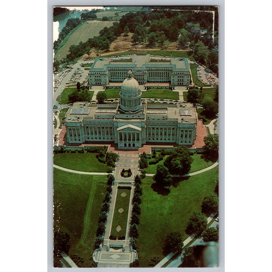 Frankfort KY Kentucky State Capitol Annex Aerial View Chrome Postcard 1968 Unused