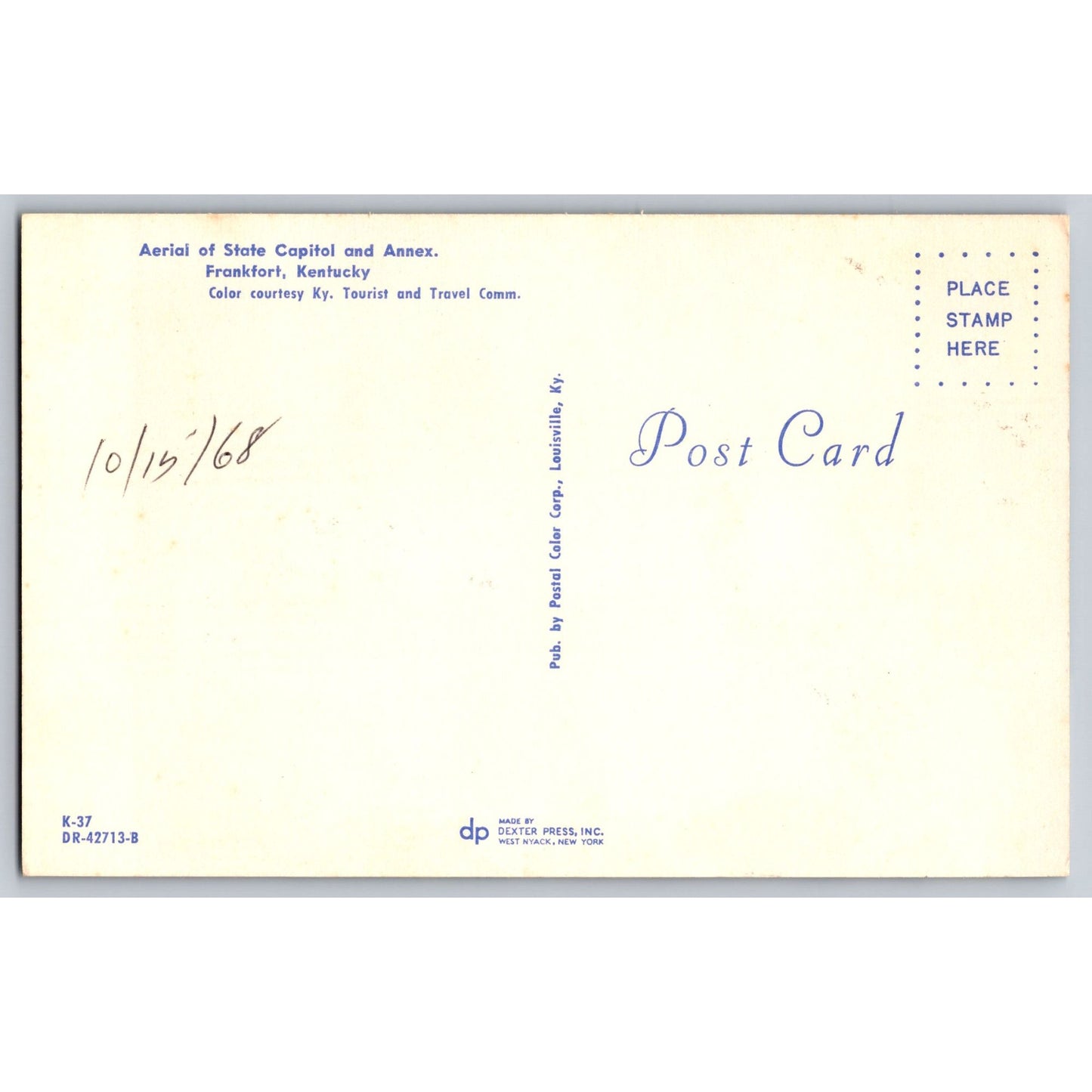 Frankfort KY Kentucky State Capitol Annex Aerial View Chrome Postcard 1968 Unused