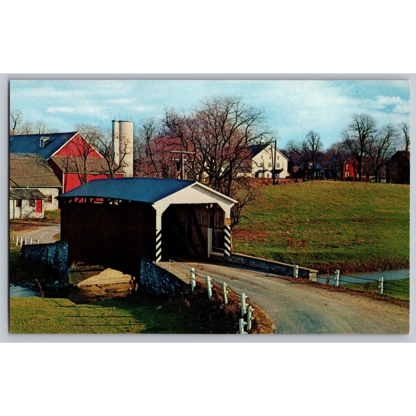 Lancaster PA Pennsylvania Landis Mill Covered Bridge Chrome Postcard Unused