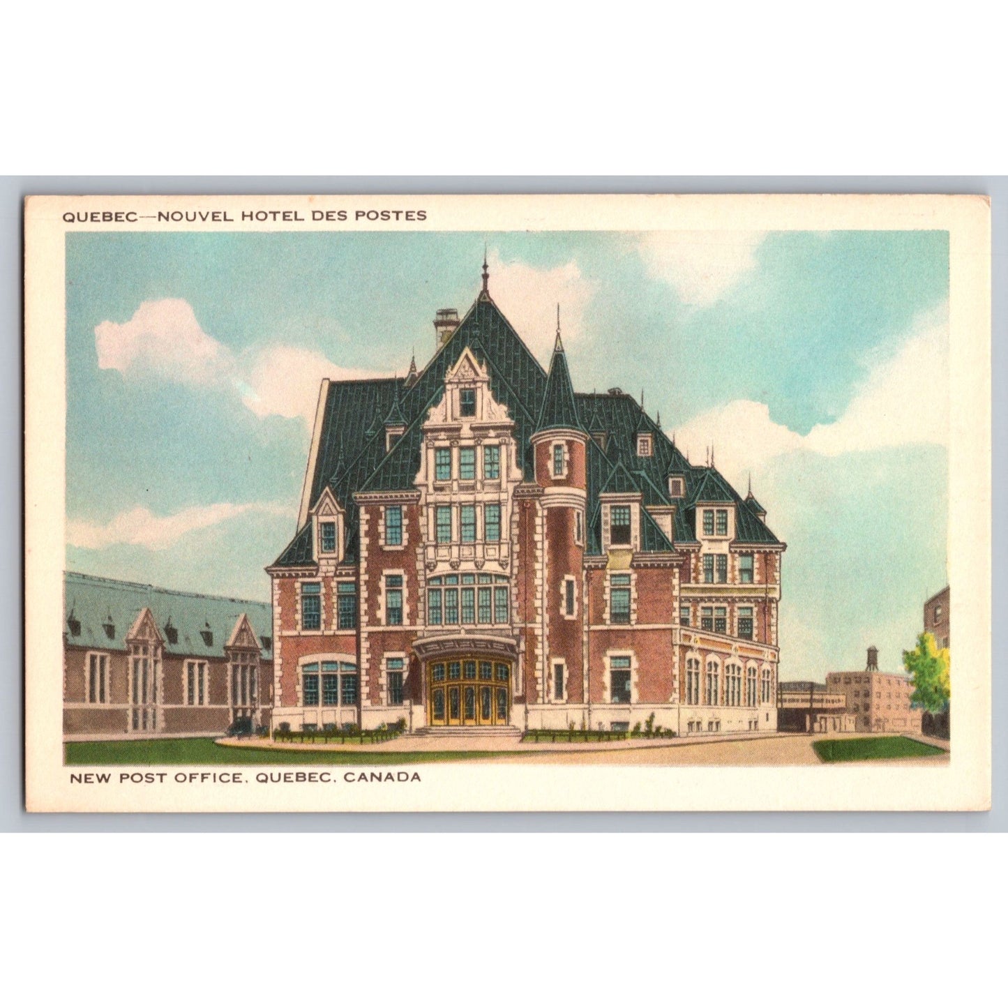 Quebec Canada New Post Office White Border Postcard Canadian Landmark
