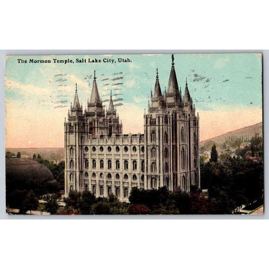 Salt Lake City UT Utah Mormon Temple 1912 Divided Back Postcard Used