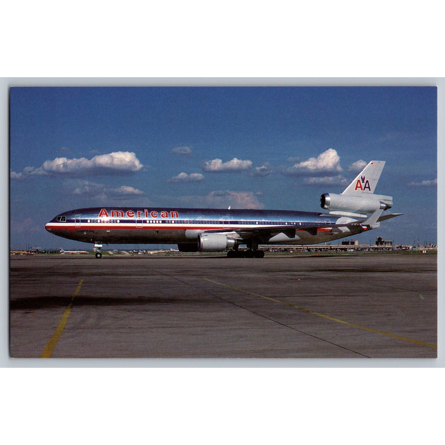 American Airlines McDonnell Douglas MD-11 Chrome Plane Airplane Postcard