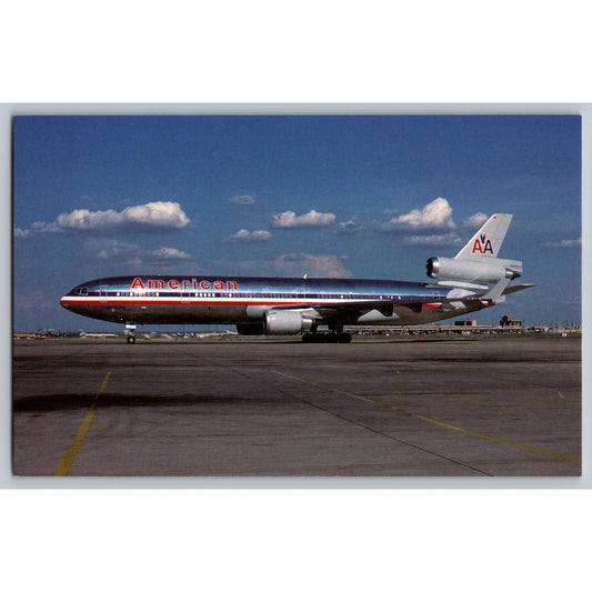 American Airlines McDonnell Douglas MD-11 Chrome Plane Airplane Postcard
