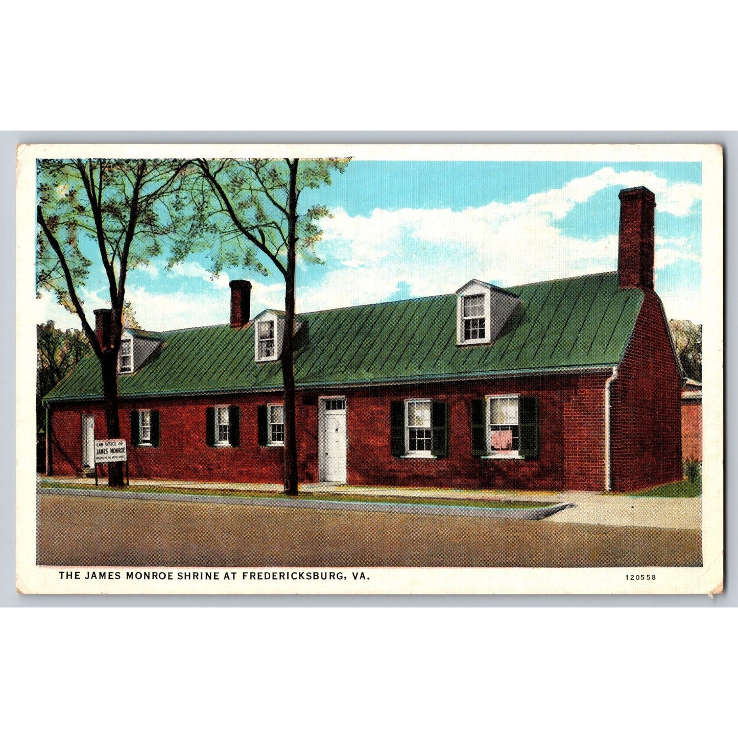 Fredericksburg VA Virginia James Monroe Shrine White Border Postcard Unused