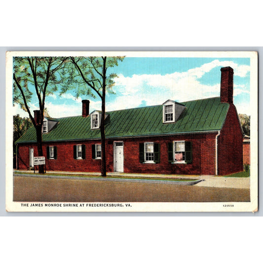 Fredericksburg VA Virginia James Monroe Shrine White Border Postcard Unused