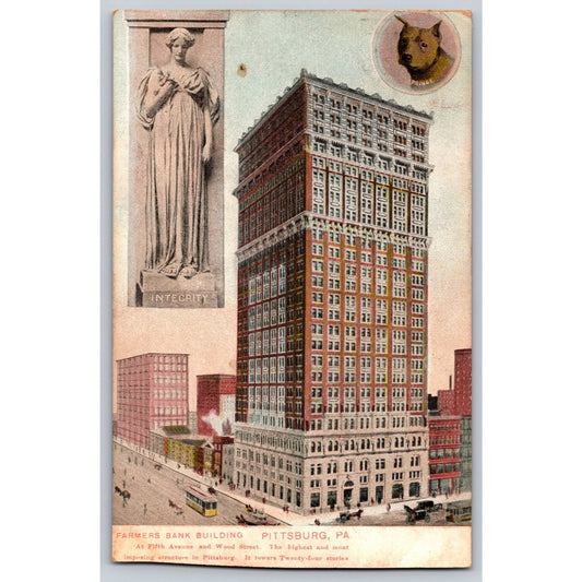 Pittsburgh PA Pennsylvania Farmers Bank Building 1906 Undivided Postcard Statue