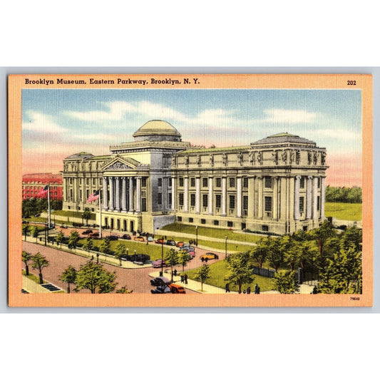 New York City NY Brooklyn Museum Eastern Parkway Linen Postcard Unused