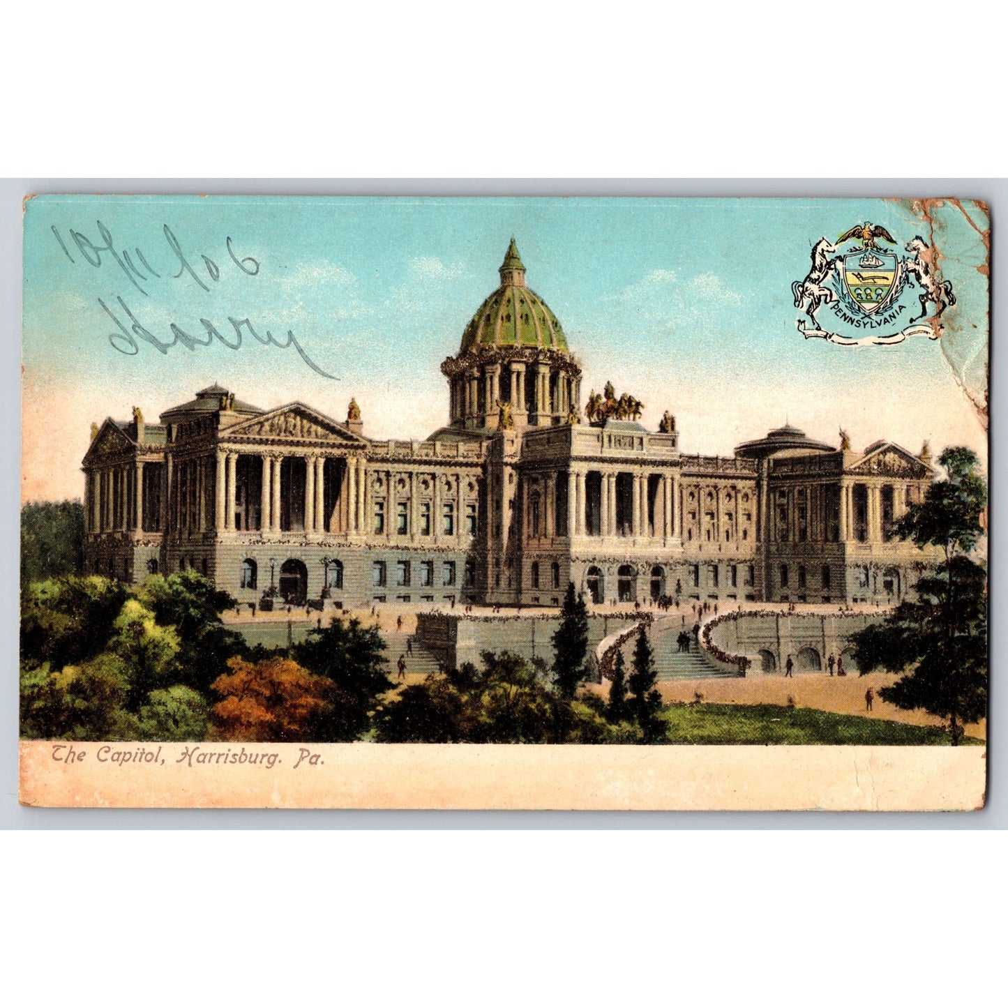 Harrisburg PA Pennsylvania State Capitol 1906 Undivided Back Postcard Used