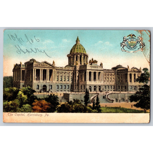 Harrisburg PA Pennsylvania State Capitol 1906 Undivided Back Postcard Used