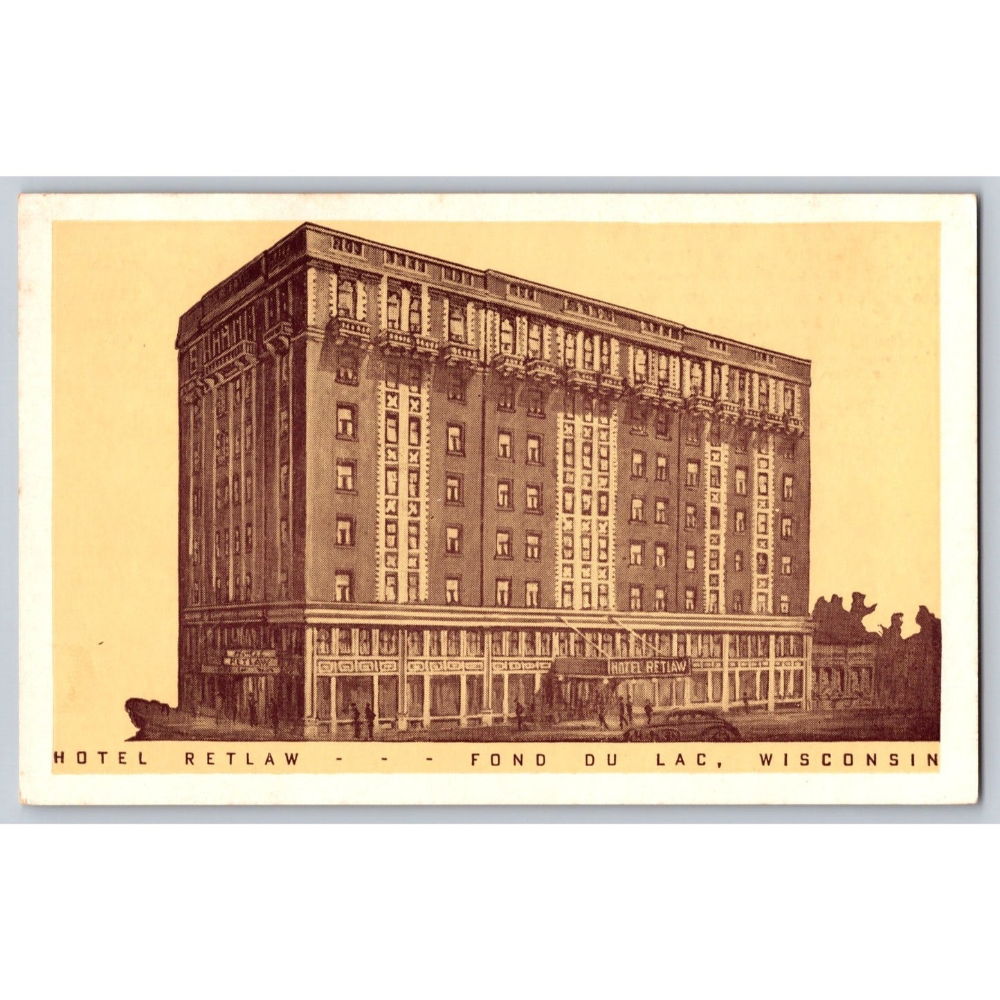 Fond Du Lac WI Wisconsin Hotel Retlaw Chrome Postcard Unused