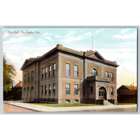 The Dalles OR Oregon City Hall Divided Back Postcard Tanner Post Card Co Unused