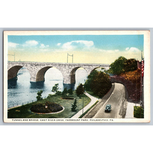 Philadelphia PA Pennsylvania Fairmount Park Tunnel Bridge White Border Postcard
