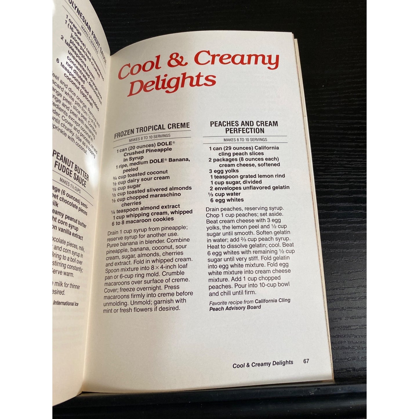 Favorite Recipes Cookbook Booklet 1987 Cool & Quick Summer Desserts