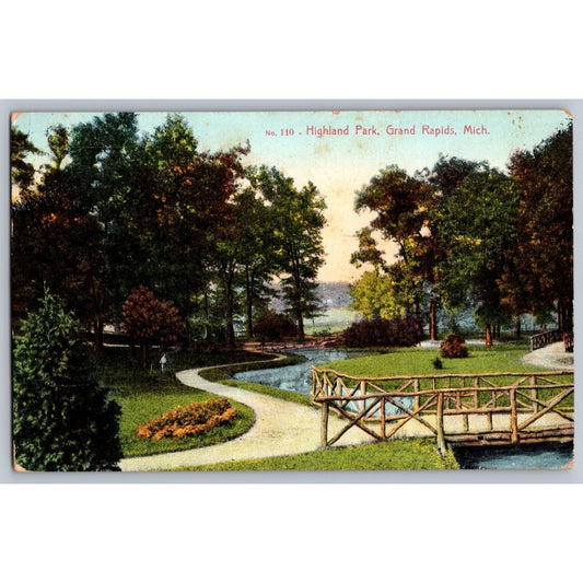 Grand Rapids MI Michigan Highland Park 1909 Divided Back Postcard Used