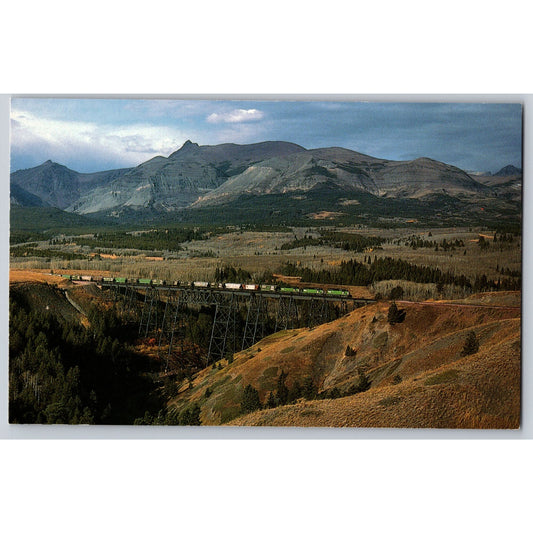 Postcard VT Vermont Burlington Northern Railroad Two Medicine Bridge Chrome