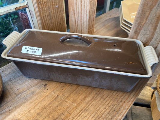Vintage Le Creuset Tureen Size 28, Brown cast iron Casserole Dish Lid